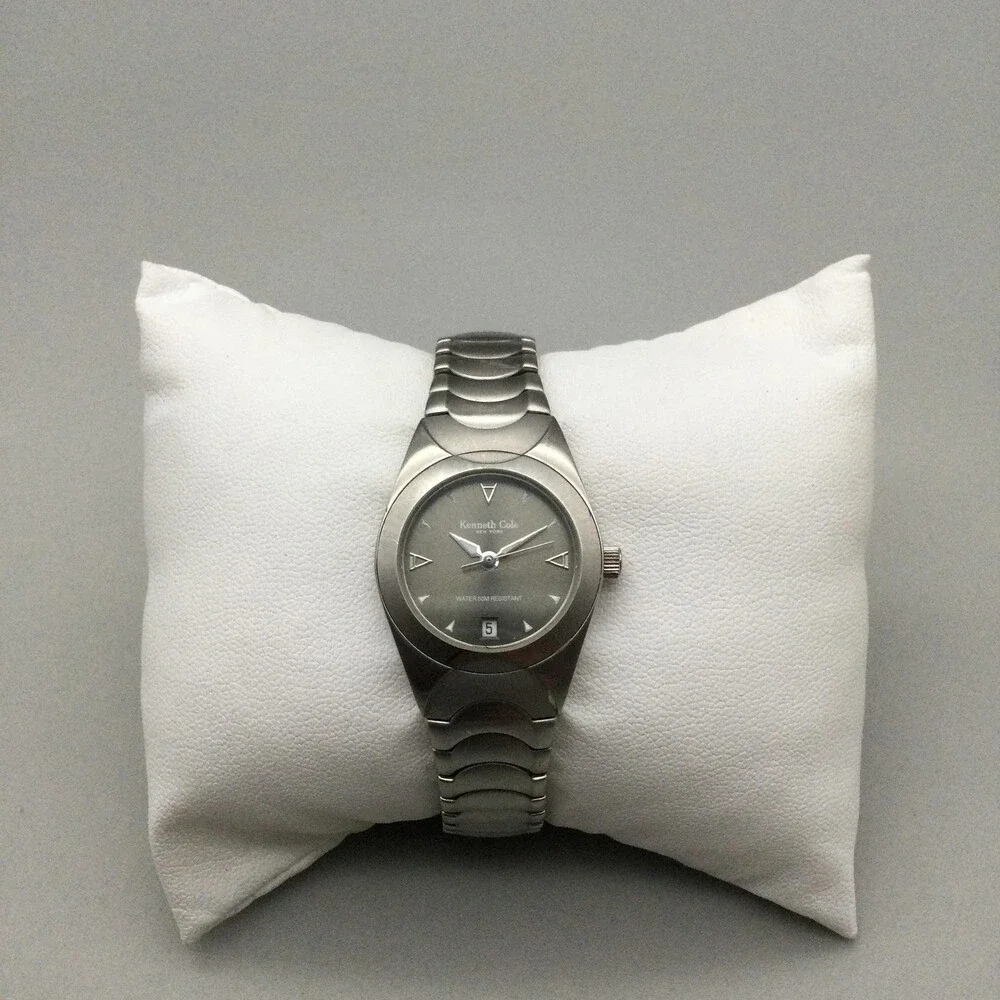 Kenneth Cole Womens Watch 24mm Gray Dial Stainless Date 50M New Battery 6